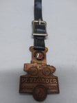 Vintage PAYLOADER Design Award Frank G Hough Co. Advertising Watch Fob Leather