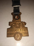 Vintage PAYLOADER Design Award Frank G Hough Co. Advertising Watch Fob Leather