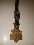 Vintage PAYLOADER Design Award Frank G Hough Co. Advertising Watch Fob Leather