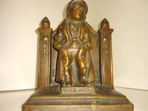 Vintage Bronze Artful Dodger Bookend Jennings Bros Charles Dickens Oliver Twist