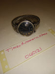 Vintage 1973 Timex Automatic Date Black Dial Stonewall Flex Band Works Good!