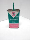Vintage Singer Sewing Machine Oil 4 Oz 30 Cent Tin Can Advertising Green Red