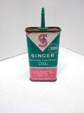 Vintage Singer Sewing Machine Oil 4 Oz 30 Cent Tin Can Advertising Green Red