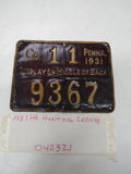 Vintage Estate Find 1931 Pa Penna Pennsylvania Hunting License Co 11/9367 Nice!