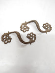 Antique Solid Brass Pair Drawer Pulls Handles GBRC 383 Fancy Victorian