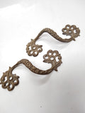 Antique Solid Brass Pair Drawer Pulls Handles GBRC 383 Fancy Victorian