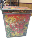 Antique Tetley Tea India & Ceylon Advertising Tin Hinged Lid England Nice Patina