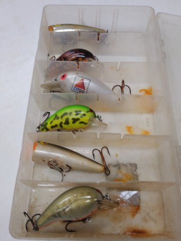 6 Piece Fishing Lure Lot Citgo Rebel Surface Top Water Bass Lures Plastic Case