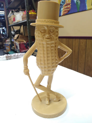 Vintage 1950's Planters Mr. Peanut Hard Plastic Figurine Tan Coin Bank Made USA
