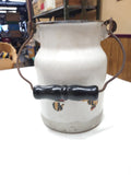 Vintage Antique Cream Milk Can Porcelain Steel Bail Handle Small Graniteware