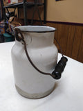 Vintage Antique Cream Milk Can Porcelain Steel Bail Handle Small Graniteware