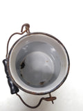 Vintage Antique Cream Milk Can Porcelain Steel Bail Handle Small Graniteware