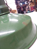 Vintage Green Porcelain Enamel Gas Station Barn Hanging Light Shade 14" Lot #2