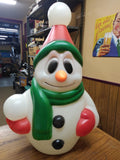 Vintage Christmas Snow Man Blow Mold Figure with Carrot Nose 22 inches Tall!!