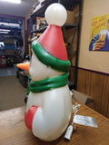 Vintage Christmas Snow Man Blow Mold Figure with Carrot Nose 22 inches Tall!!