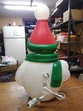 Vintage Christmas Snow Man Blow Mold Figure with Carrot Nose 22 inches Tall!!