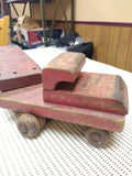 Vtg Folk Art Wooden Semi Truck Tractor Trailer Toy Primitive 30's Antique