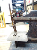 Antique Childs Sewing Machine Toy Germany Metal Hand Crank Painted Working