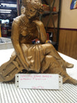 VTG Antique Estate Find Spelter Wear Greek Woman Sculpture Harp Gold Toned Metal