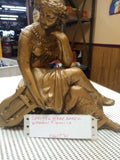 VTG Antique Estate Find Spelter Wear Greek Woman Sculpture Harp Gold Toned Metal