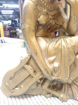 VTG Antique Estate Find Spelter Wear Greek Woman Sculpture Harp Gold Toned Metal