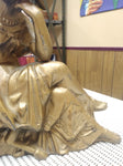 VTG Antique Estate Find Spelter Wear Greek Woman Sculpture Harp Gold Toned Metal