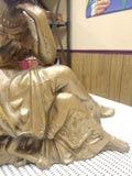 VTG Antique Estate Find Spelter Wear Greek Woman Sculpture Harp Gold Toned Metal