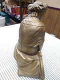 VTG Antique Estate Find Spelter Wear Greek Woman Sculpture Harp Gold Toned Metal