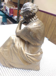 VTG Antique Estate Find Spelter Wear Greek Woman Sculpture Harp Gold Toned Metal