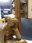 VTG Antique Estate Find Spelter Wear Greek Woman Sculpture Harp Gold Toned Metal
