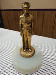 VTG Brass Soldier Sculpture Marble Base Desk Top Paperweight Military Decorative