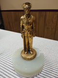 VTG Brass Soldier Sculpture Marble Base Desk Top Paperweight Military Decorative