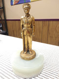 VTG Brass Soldier Sculpture Marble Base Desk Top Paperweight Military Decorative