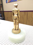 VTG Brass Soldier Sculpture Marble Base Desk Top Paperweight Military Decorative
