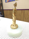 VTG Brass Soldier Sculpture Marble Base Desk Top Paperweight Military Decorative
