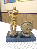 VTG WW2 Brass Soldier Trophy Award US Army Alarm Clock Desk Top Paperweight