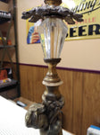VTG Brass 18" Figural Sculpture Faceted Glass Table Lamp Base L & L WMC