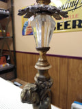 VTG Brass 18" Figural Sculpture Faceted Glass Table Lamp Base L & L WMC