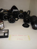 VTG Canon T70 T50 Camera Lot 50mm 1.8  Lens Vivitar 35 70mm 277T Speedlite Flash