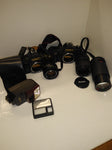 VTG Canon T70 T50 Camera Lot 50mm 1.8  Lens Vivitar 35 70mm 277T Speedlite Flash