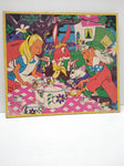 VTG Jigsaw Framed Picture Puzzle Alice in Wonderland Bright Colors