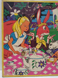 VTG Jigsaw Framed Picture Puzzle Alice in Wonderland Bright Colors