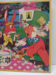 VTG Jigsaw Framed Picture Puzzle Alice in Wonderland Bright Colors
