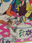 VTG Jigsaw Framed Picture Puzzle Alice in Wonderland Bright Colors