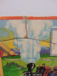 VTG Jigsaw Framed Picture Puzzle Mickey Mouse Mickeyville Walt Disney Cartoon