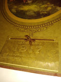 VTG Antique 1917 Stunning PEGGY Paper Matted Hanging Wall Calendar WW1 Era