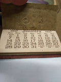 VTG Antique 1917 Stunning PEGGY Paper Matted Hanging Wall Calendar WW1 Era