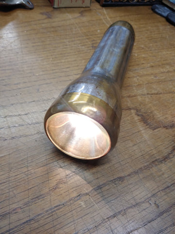 VTG D Cell Flashlight Chrome Brass Beveled Glass Lights Up Collectable Made USA