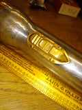 VTG D Cell Flashlight Chrome Brass Beveled Glass Lights Up Collectable Made USA