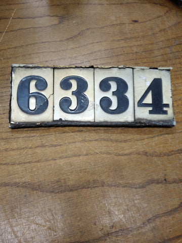 Antique Set Of 4 Porcelain Tiles House Home Street Address Numbers 6334